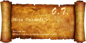 Obis Talamér névjegykártya